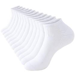 SockWaddles Sneaker Socken Herren 43-46, 6 Paar Sportsocken, Laufsocken, Gepolsterte Socken Kurz Herren Damen, Schwarz Weiß Atmungsaktiv Baumwolle Socken Weiche und Bequeme, Weiß von SockWaddles