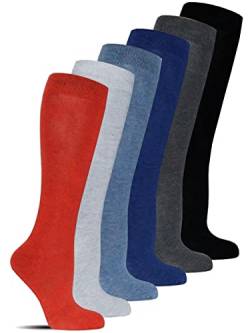 Socked Damen Kniestrümpfe (6x Paar) Baumwolle Karo Mehrfarbig (as3, numeric, numeric_35, numeric_38, regular, regular, Uni - mehrfarbig, 35-38) von Socked