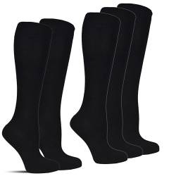 Socked Damen Kniestrümpfe (6x Paar) Baumwolle Karo Uni lange Socken Strümpfe kniehoch Mehrfarbig Schwarz (DE/NL/SE/PL, Numerisch, 39, 42, Regular, Regular, Schwarz) von Socked