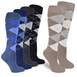 Socked Herren Kniestrümpfe (6x Paar) Baumwolle Uni Mehrfarbig (DE/NL/SE/PL, Numerisch, 39, 42, Regular, Regular, Karo2 - gemischt) von Socked