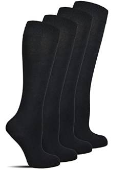 Socked Herren Kniestrümpfe (6x Paar) Baumwolle Uni Mehrfarbig (Uni - Schwarz, 43-46) von Socked