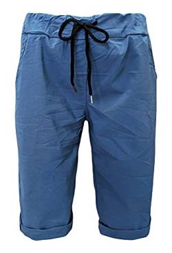 Damen Caprihosen Sommerhosen leichte Bermuda mit Kordelzug und Stretch Jeans (44-46, Jeans) von Sockenhimmel