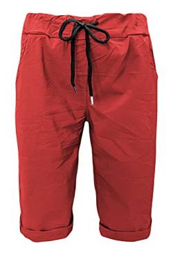 Damen Caprihosen Sommerhosen leichte Bermuda mit Kordelzug und Stretch Rot (38-40, Rot) von Sockenhimmel