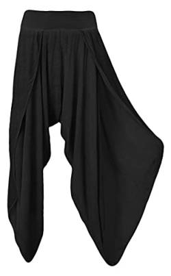 Haremshose Goa Damenhose luftige Sommerhose leichte Wickelhose Aladinhose mit Schlitz 36-40 (36-40, Schwarz) von Sockenhimmel