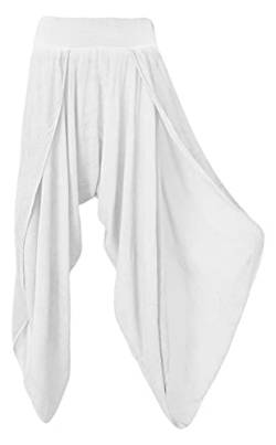 Haremshose Goa Damenhose luftige Sommerhose leichte Wickelhose Aladinhose mit Schlitz 36-40 (36-40, Weiß) von Sockenhimmel