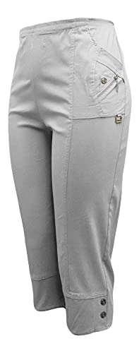 Kurze Hosen Damen Sommerhosen Bermuda 7/8 Schlupfhose leichte Stoffhose angenehme Caprihose mit Taschen (40-42, Grau) von Sockenhimmel