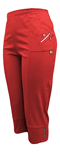 Kurze Hosen Damen Sommerhosen Bermuda 7/8 Schlupfhose leichte Stoffhose angenehme Caprihose mit Taschen (40-42, Rot) von Sockenhimmel