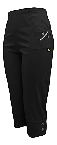 Kurze Hosen Damen Sommerhosen Bermuda 7/8 Schlupfhose leichte Stoffhose angenehme Caprihose mit Taschen (40-42, Schwarz) von Sockenhimmel