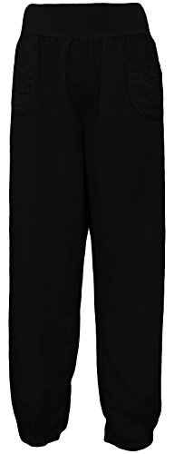 Leinenhosen Damen sommerliche Pumphose aus Leinen luftig & leicht Sommerhose (50-52, Schwarz) von Sockenhimmel