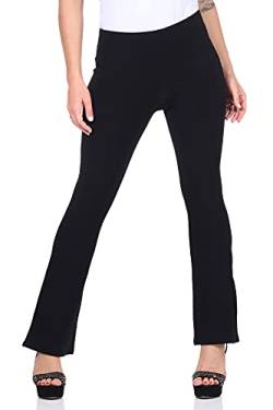 Schlaghose Damen Moderne Stoffhose Businesshose mit Stretch Schlichte Leggings mit Schlag Glockenhose Uni Stoffschlaghose (46-48, Schwarz) von Sockenhimmel