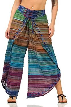 Sockenhimmel Damen Haremshose luftig leichte Wickelhose Hose mit Schnürung Goa Hose Dhoti Baumwolle Multicolor (36-38, Multicolor - zufällig) von Sockenhimmel