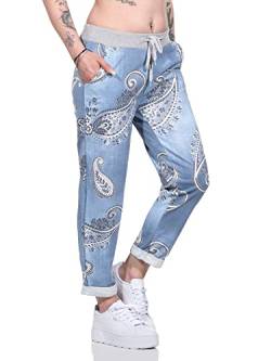 Sockenhimmel Damen Jogginghose leichte Freizeithose mit Kordelzug (as3, Numeric, Numeric_40, Numeric_42, Regular, Regular, Jeansdruck hellblau) von Sockenhimmel