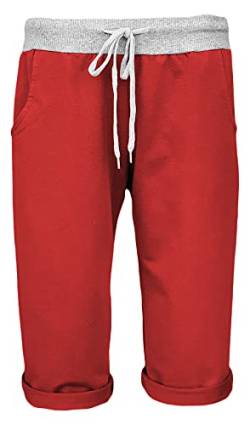 Sockenhimmel Damen Shorts leichte Bermuda Hose Sweatpants Kurze Sporthose Bequeme Sommerhose Jogpants Shorty sommerliche Capri Damenhose (36-38, Rot) von Sockenhimmel