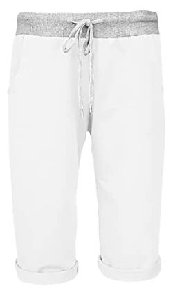 Sockenhimmel Damen Shorts leichte Bermuda Hose Sweatpants Kurze Sporthose Bequeme Sommerhose Jogpants Shorty sommerliche Capri Damenhose (36-38, Weiß) von Sockenhimmel