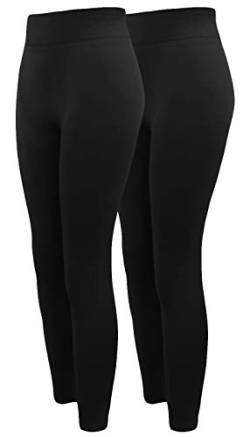 Sockenhimmel Damen Thermo Leggings 2er Set Wabenbund Leggings Komfortgröße hohes Hosenteil ohne Nähte Blickdicht (46-48, Schwarz) von Sockenhimmel