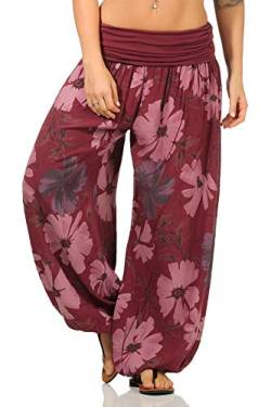 Sockenhimmel Sommerhose Flatterhose Haremshose Damen Sommerhosen Freizeithose Yogahose Urlaubshose Pumphose Aladinhosen (38-40, Bordeaux) von Sockenhimmel