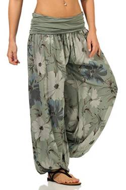 Sockenhimmel Sommerhose Flatterhose Haremshose Damen Sommerhosen Freizeithose Yogahose Urlaubshose Pumphose Aladinhosen (38-40, Khaki) von Sockenhimmel