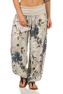 Sockenhimmel Sommerhose Flatterhose Haremshose Damen Sommerhosen Freizeithose Yogahose Urlaubshose Pumphose Aladinhosen (40-42, Beige) von Sockenhimmel