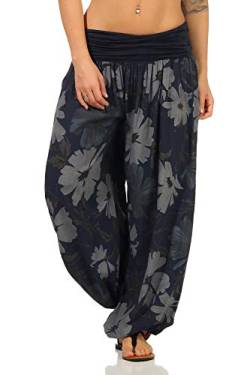 Sockenhimmel Sommerhose Flatterhose Haremshose Damen Sommerhosen Freizeithose Yogahose Urlaubshose Pumphose Aladinhosen (40-42, Marine) von Sockenhimmel