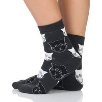 Sockenhimmel Thermosocken Damen Wintersocken Katzen Design warme Socken & Strümpfe (6er Pack) 2fädig Vollfrotteefuß von Sockenhimmel