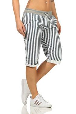 Sweatpants Damen Kurze Sporthose leichte Bermuda Hose Bequeme Sommerhose Jogpants Streifen sommerliche Baumwoll Shorty (36-38, breite Streifen) von Sockenhimmel