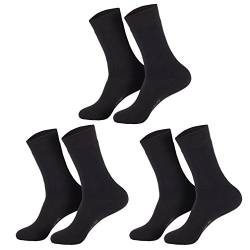 Damen Jungen Mädchen Socken I Wintersocken (6 Paar) Damen Mädchen Socken Vollfrottee I für Schule, Freizeit und Arbeit I Bettsocken warm I dick I Norweger schwarz 35-38 von Sockenversandhandel.de