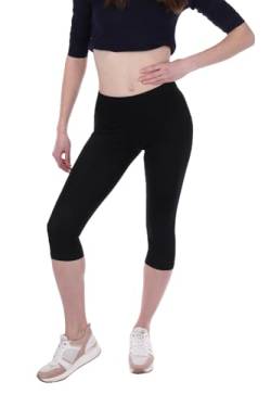 Sockenversandhandel.de 1 Stück Damen 3/4 Leggings Hose Schwarz aus Baumwolle Capri I Wadenlang I Elastisch weich I Mädchenlegging I Sommerlegging für Büro, Yoga oder Freizeit I Stretch S von Sockenversandhandel.de