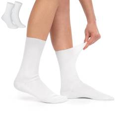 5, 10 oder 20 Paar Herren Damen Socken- 100% BAUMWOLLE Gesundheitssocken Komfortbündchen, ohne Gummi 35-38, 39-42, 43-46, weiß kochfest, Weiß, 39-42 / 10 Paar von Sockenversandhandel