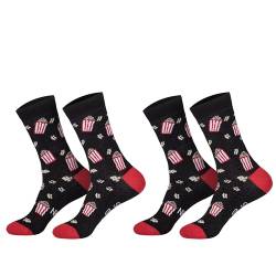 Damen Jungen Mädchen Socken (2 Paar) witzig bunt 42-47 Popcorn von Sockenversandhandel