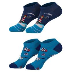 Füßlinge Sneakersocken Funsocken Damen Jungen Mädchen Socken (2 Paar) witzig bunt 36-41 Leuchtturm von Sockenversandhandel