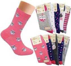 Mädchen Socken Eule Katze Sterne (10 Paar) bunt 27-30 von Sockenversandhandel