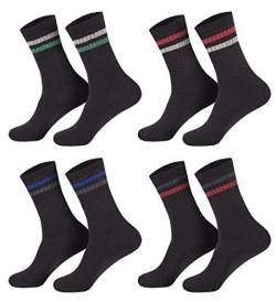 Sockenversandhandel 16 Paar Sportsocken/Tennissocken uni oder Ringel / 39-42/43-46 / Baumwolle/Damen/Herren/Unisex/Arbeitssocken/Schwarz Ringel 43-46 von Sockenversandhandel