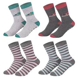 Sockenversandhandel ABS-Socken Kinder (4 Paar) - Vollfrottee, Stoppersocken I (23-26, 27-30, 31-34) I Haussocken I HomesocksI Baumwolle I Antirutsch I Warm I Dick I Mädchen I Jungen 23-26 von Sockenversandhandel