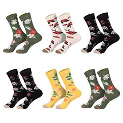 Sockenversandhandel Damen Mädchen Socken (6 Paar) bunt 39-42 Blüten von Sockenversandhandel