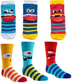 Kinder Socken,6Pack, 23/26,Lustige Monster von Socks 4 Fun