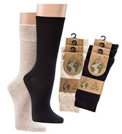 Wellness Socken mit 75% reiner Bio-Baumwolle ohne Gummibund - GOTS-Zertifiziert - 3er Pack (43-46, beige meliert) von Socks 4 Fun