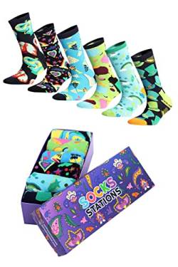 Lustige socken herren und damen bunte socken 6er pack, coole socken, Beiläufig Gemusterte Socken, Funny Socks Baumwolle Motiv Socken 35-38 und 39-42, verrückte Socken Mehrfarbig Klassisch als Geschenk von Socks Stations