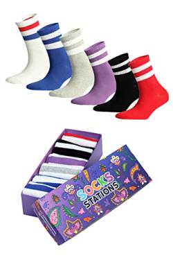 Socks Stations 6-in-1-Pack Sportsocken, Unisex-Socken, Unisex-Sportsocken, Herren-Sportsocken, Damen-Sportsocken (as3, numeric, numeric_36, numeric_43, regular, regular, Gestreifte Steckdose) von Socks Stations