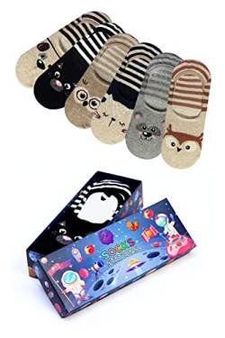 Socks Stations 6-in-1-Packung, Söckchen mit Tiermuster, Söckchen für Damen, Söckchen für Damen, rutschfeste Söckchen für Damen (as3, numeric, numeric_36, numeric_42, regular, short, Owl) von Socks Stations