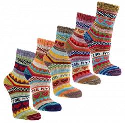 3 Paar bunte Norweger Hygge Socken 90% Baumwolle (39/42) von Socks4Fun