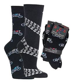 Damen Jungen Herren Spaßsocken (2 Paar) 36-41 Motorrad von Socks4Fun