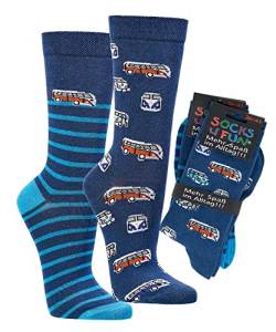 Damen Jungen Herren Spaßsocken (2 Paar) 42-47 Bus von Socks4Fun