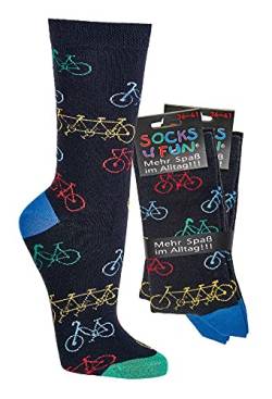 Damen Jungen Mädchen Socken (2 Paar) bunt 36-41 Fahrrad von Socks4Fun