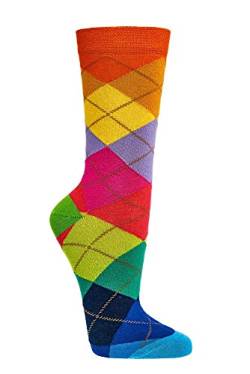 Damen Jungen Mädchen Socken (2 Paar) bunt 36-41 Karo von Socks4Fun