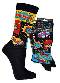 Damen Jungen Mädchen Socken (2 Paar) witzig bunt 36-41 Popart von Socks4Fun