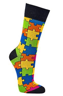 Damen Jungen Mädchen Socken (2 Paar) witzig bunt 36-41 Puzzle von Socks4Fun