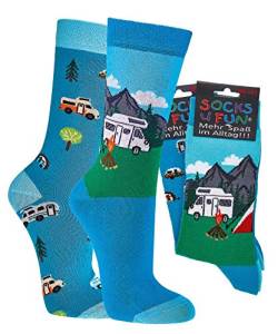 Damen Mädchen Socken (2 Paar) witzig 36-41 Camping von Socks4Fun