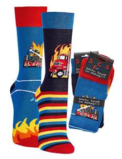 Socks4Fun Damen Jungen Herren Funsocken (2 Paar) 36-41 Feuerwehr von Socks4Fun