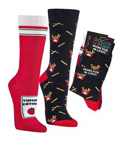 Socks4Fun Damen Jungen Herren Funsocken (2 Paar) 36-41 Ketschup/Pommes von Socks4Fun