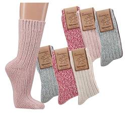 Socks4Fun Norwegersocken 3er-Teilung, Farbig für Damen wärmende Qualität Wintersocken-2218 (35-38, Creme, Rosa,Pink) von Socks4Fun